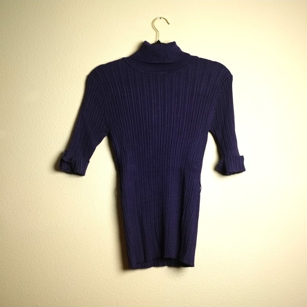 Purple Fitted Stretchy Ribbed Sweater